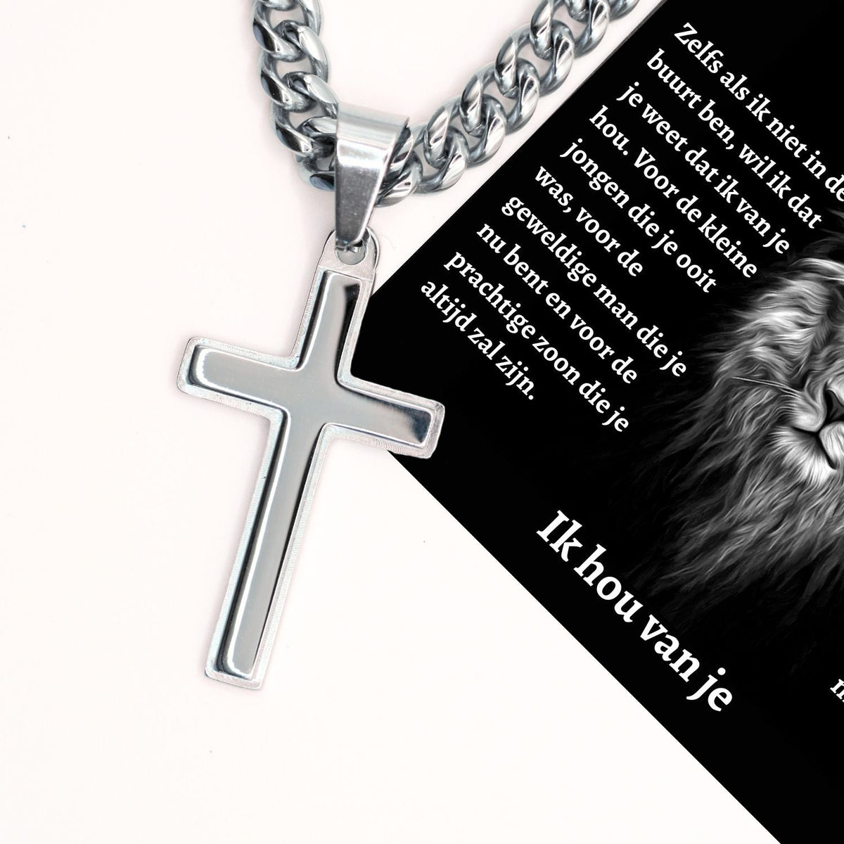 Aan mijn Zoon - Zilveren Kruis Ketting