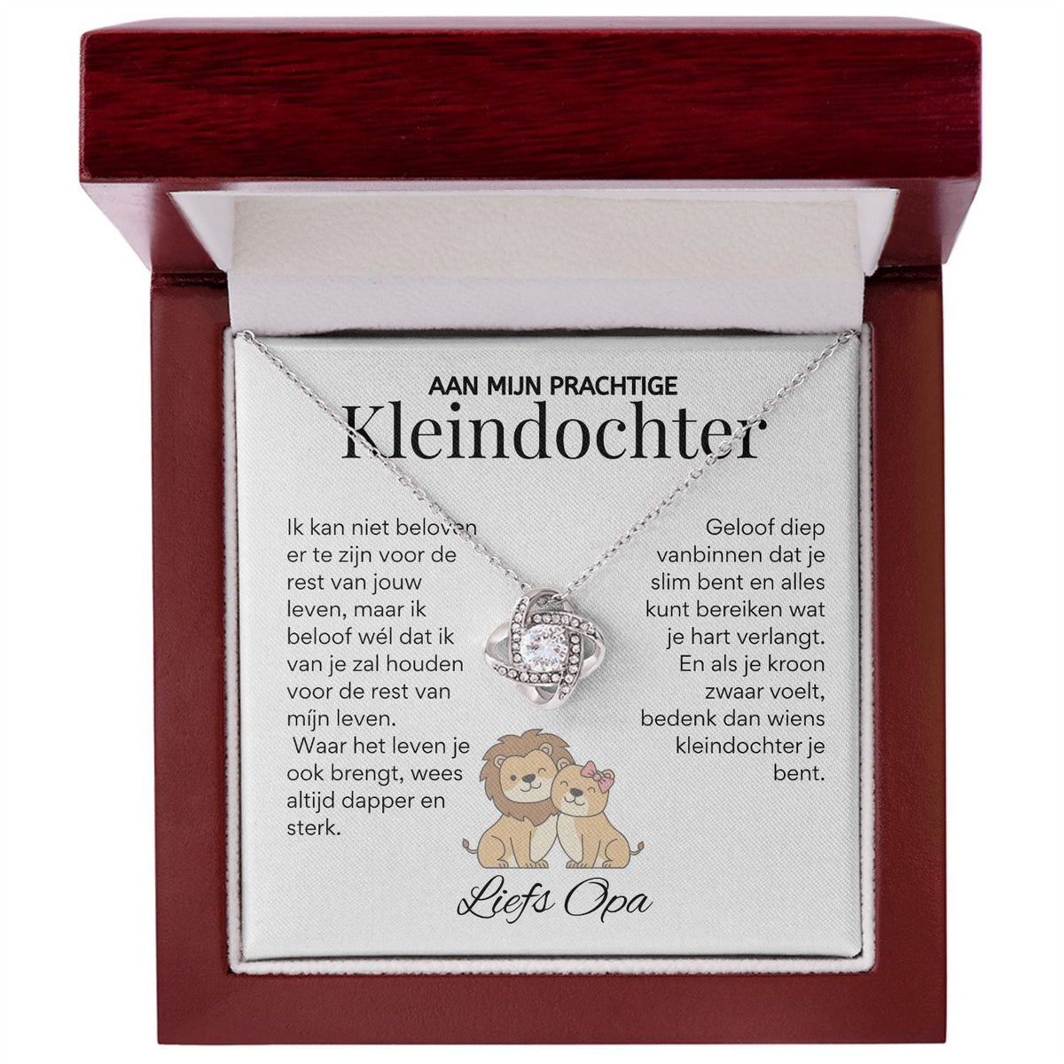 Aan mijn Kleindochter - Liefdesknoop Halsketting - Liefs, Opa T520