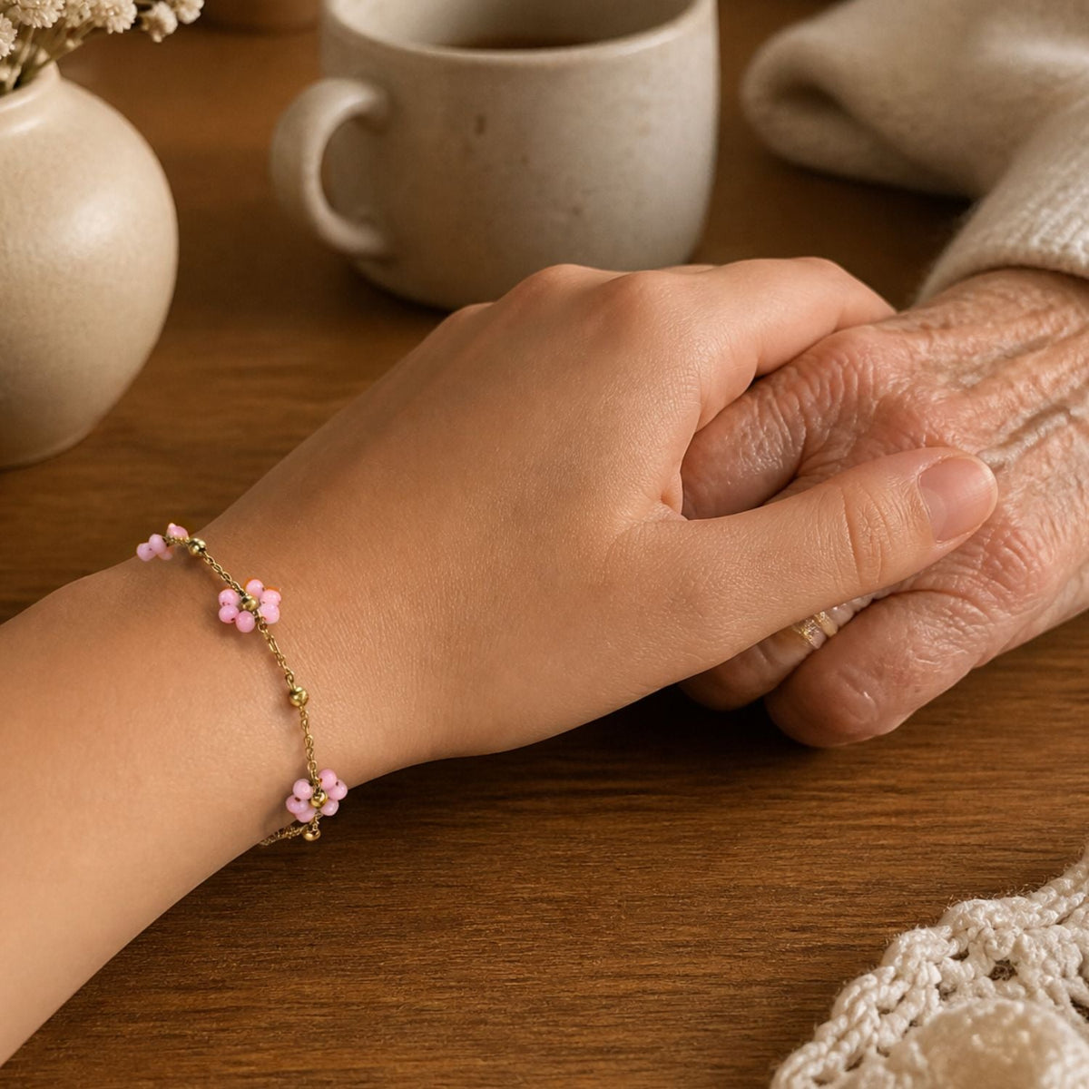 Bloemen Armband - Vergeet Nooit Hoeveel Ik Van Je Hou