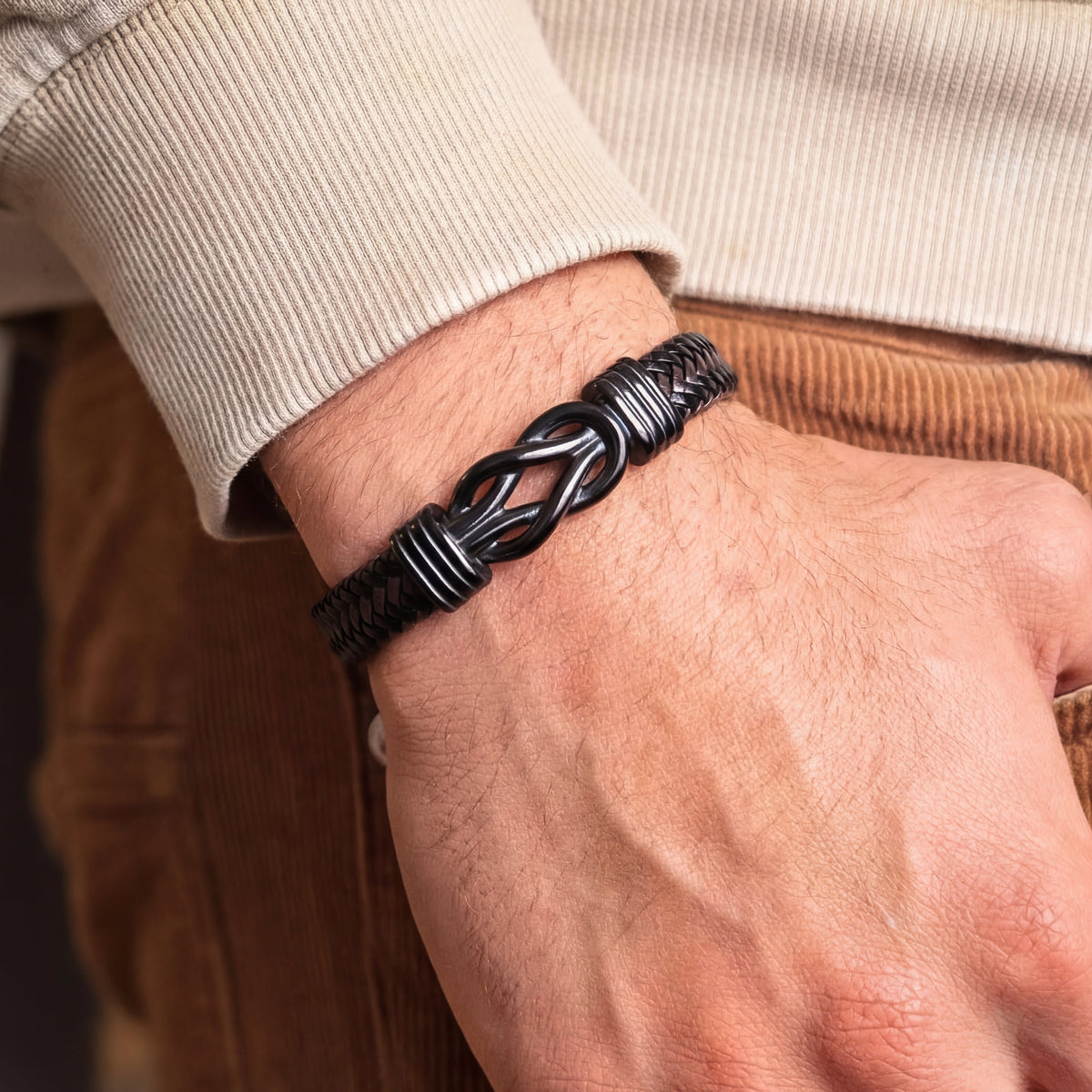 Aan mijn Papa - Zwart infinity armband