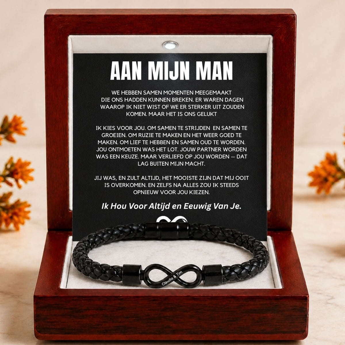 Aan mijn Man - Ik kies voor jou V2 - Dual Name Infinity Armband