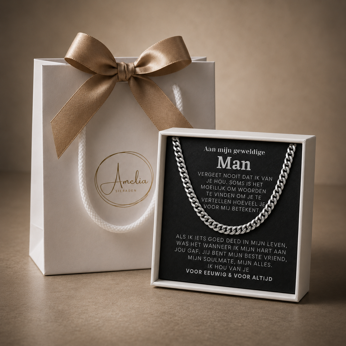 Aan Mijn Man – Schakelketting met Liefdevolle Boodschap