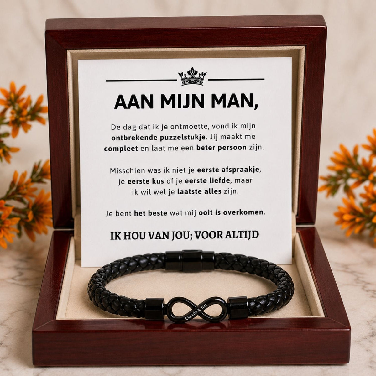 Aan mijn Man - Dual Name Infinity Armband