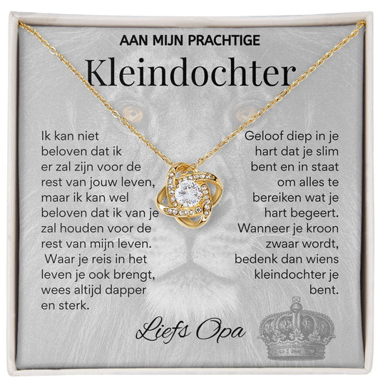 Aan mijn Kleindochter - Liefdesknoop Halsketting - Liefs, Opa