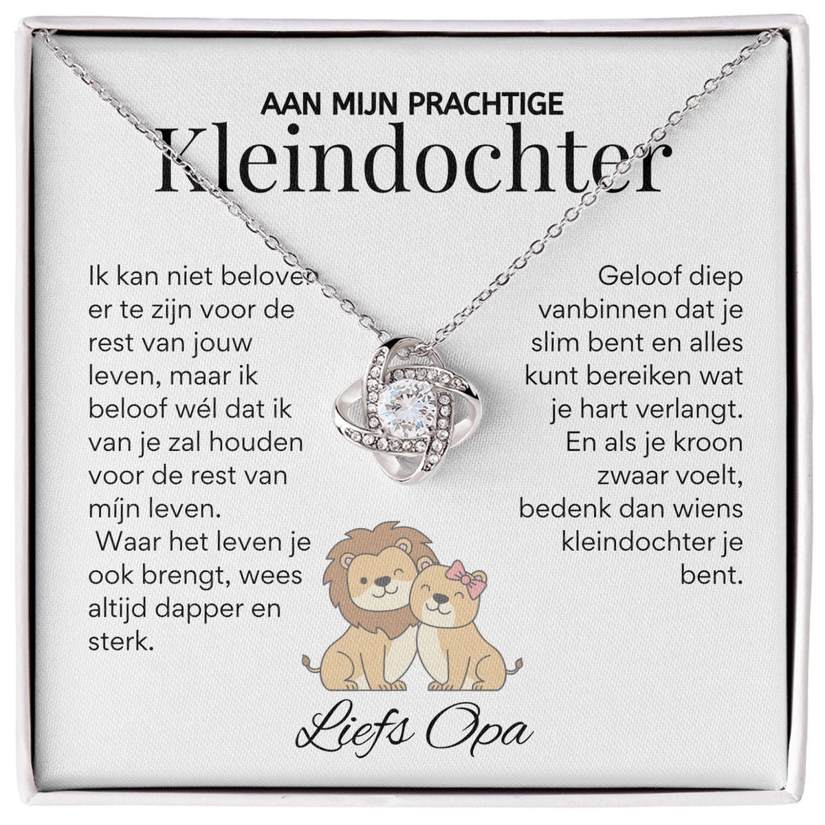 Aan mijn Kleindochter - Liefdesknoop Halsketting - Liefs, Opa T520