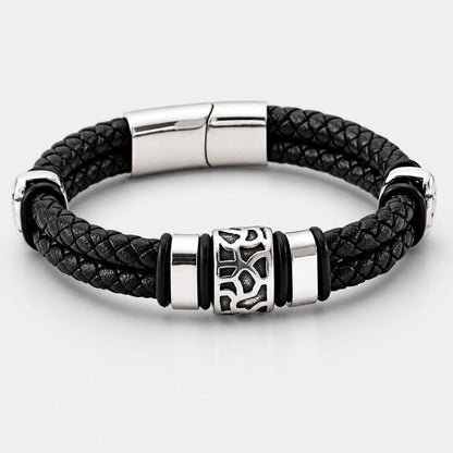 Aan mijn Zoon - Gevlochten zwarte armband met bedels - Het meest trotse moment