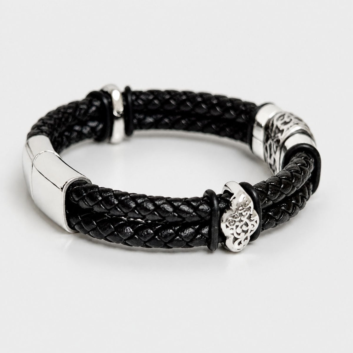 Aan mijn Zoon - Gevlochten zwarte armband met bedels - Het meest trotse moment