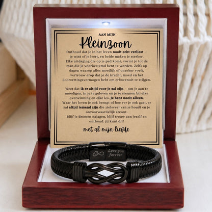 Aan mijn Kleinzoon -Zwart Infinity armband - Met al mijn liefde