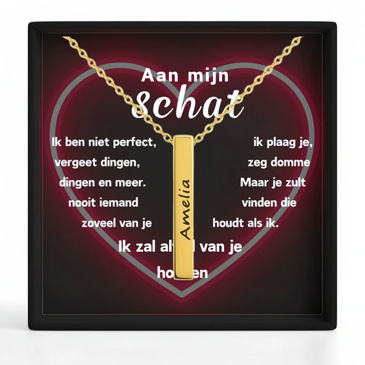 Bar Ketting met Gravure  – Aan mijn schat