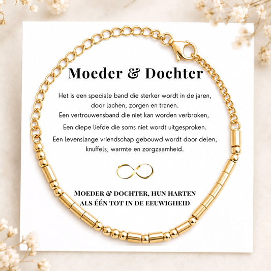 Set van 2 Morse Code Armbanden - Moeder & Dochter armband- 'I LOVE YOU'