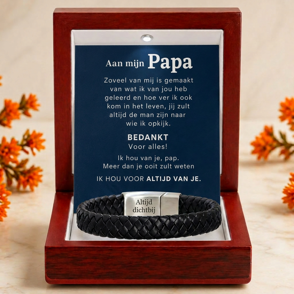 Gevlochten Armband met Gravure - Aan mijn papa