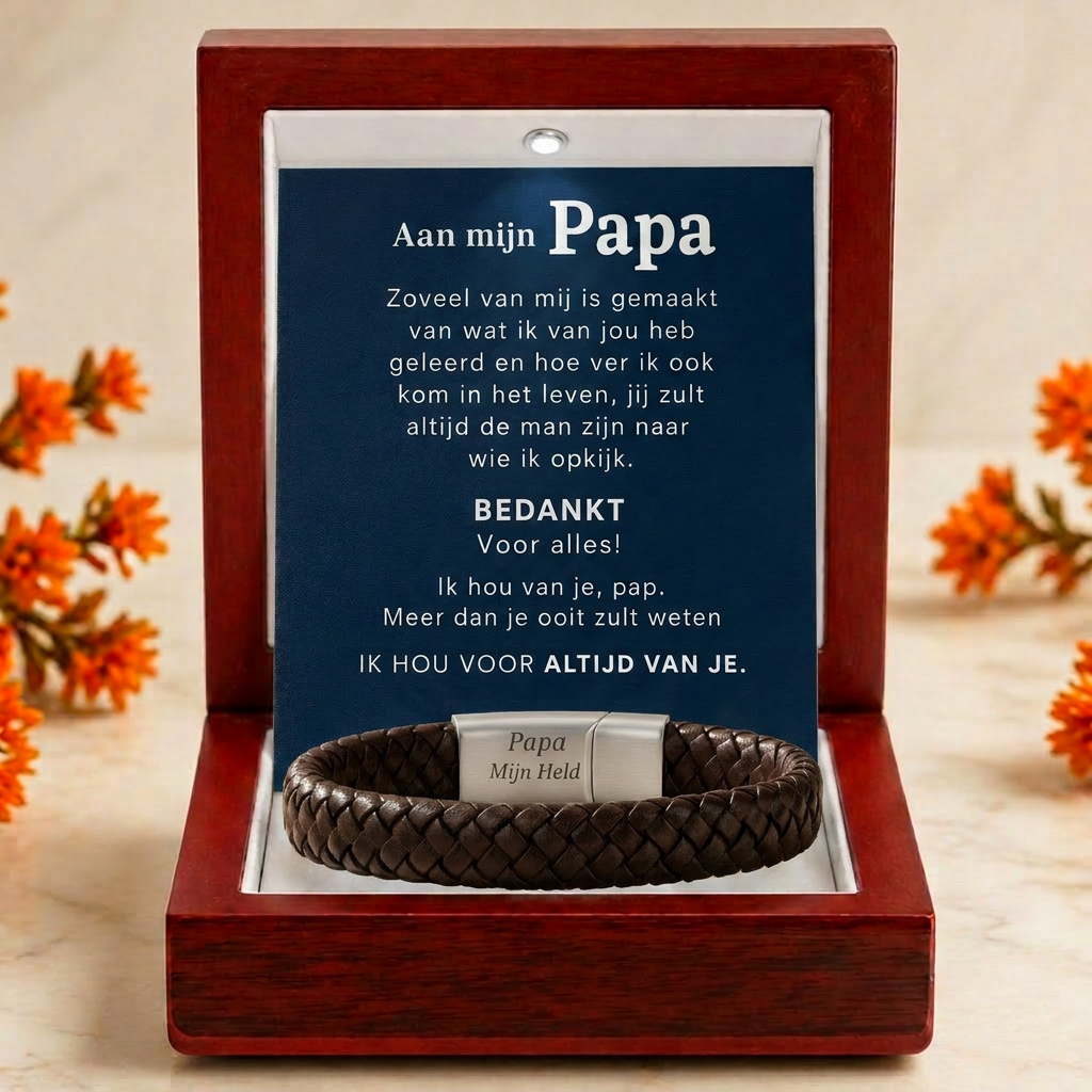 Gevlochten Armband met Gravure - Aan mijn papa