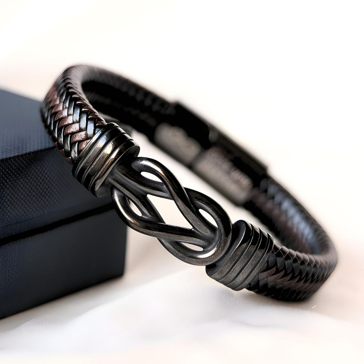 Aan mijn Kleinzoon -Zwart Infinity armband - Met al mijn liefde